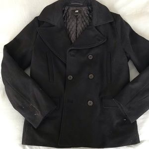 Mens black pea coat from H&M